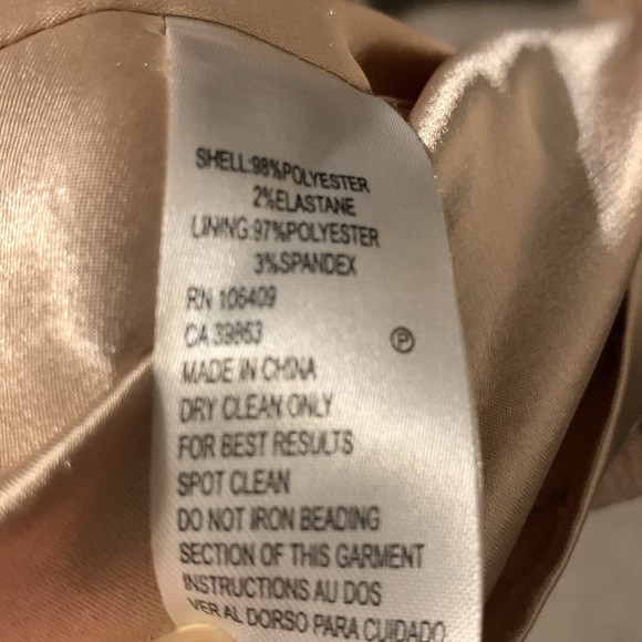 Tahari Gold Fleck Rhinestone Trim Sleeveless Gown Evening Dress - Picture 6 of 6